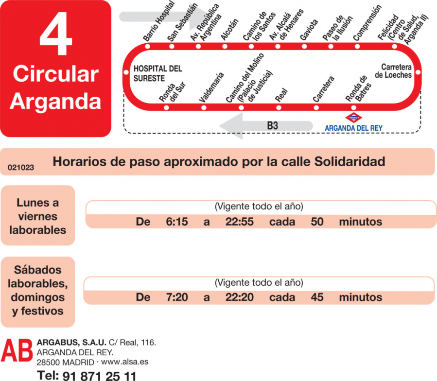 Horario de vuelta