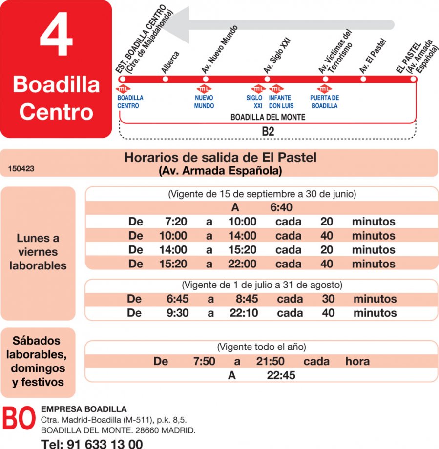 Horario de vuelta