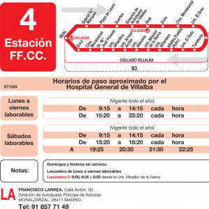 Horario de vuelta Línea L-4 Collado-Villalba Autobuses Urbanos