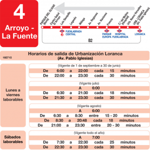 Horario de vuelta Línea L-4 Fuenlabrada Autobuses Urbanos