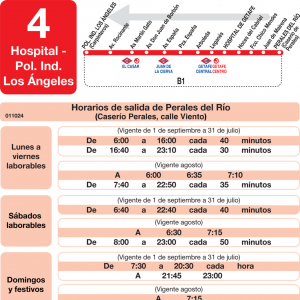 Horario de vuelta Línea L-4 Getafe Autobuses Urbanos