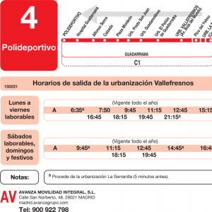 Horario de vuelta Línea L-4 Guadarrama Autobuses Urbanos