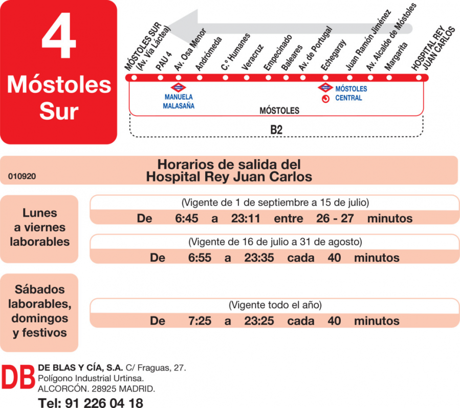 Horario de vuelta