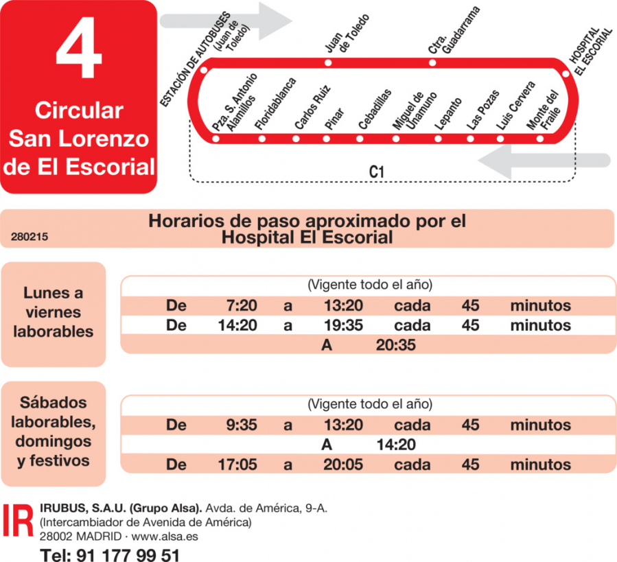 Horario de vuelta