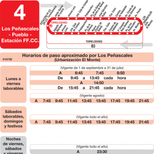 Horario de vuelta Línea L-4 Torrelodones Autobuses Urbanos