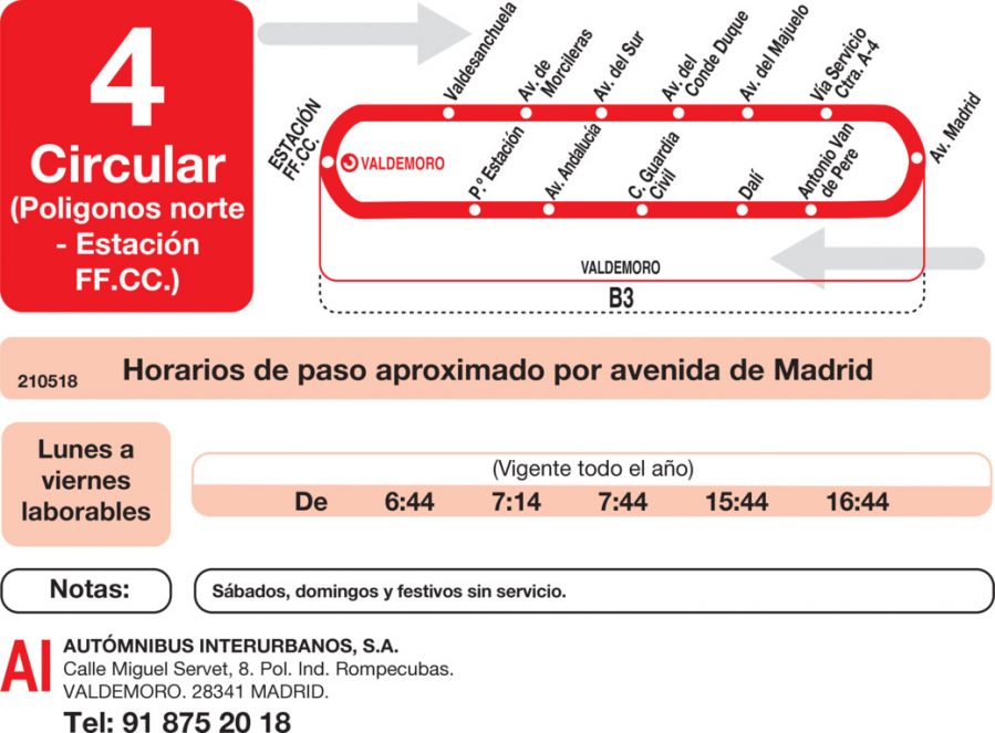 Horario de vuelta