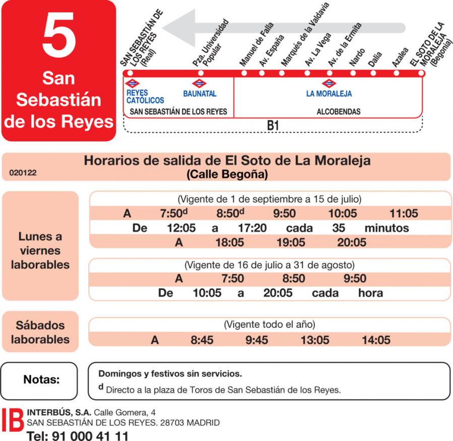 Horario de vuelta