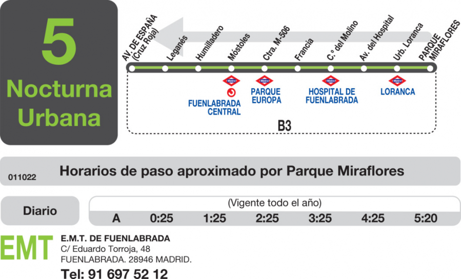 Horario de vuelta