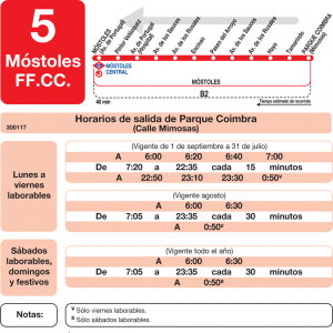 Horario de vuelta Línea L-6 Móstoles Autobuses Urbanos