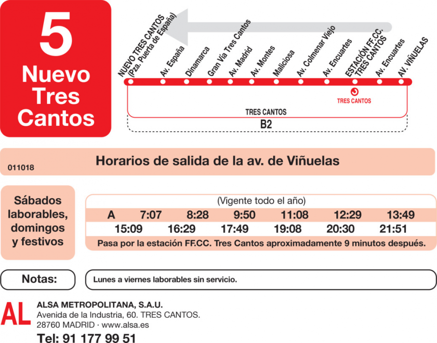 Horario de vuelta