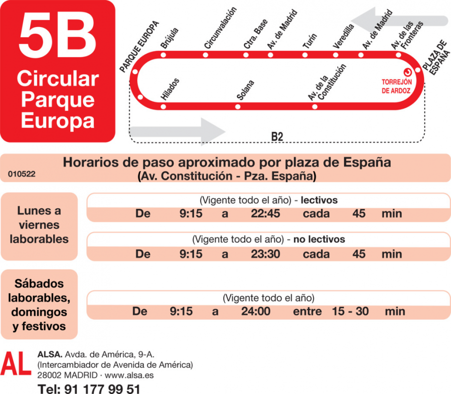 Horario de vuelta