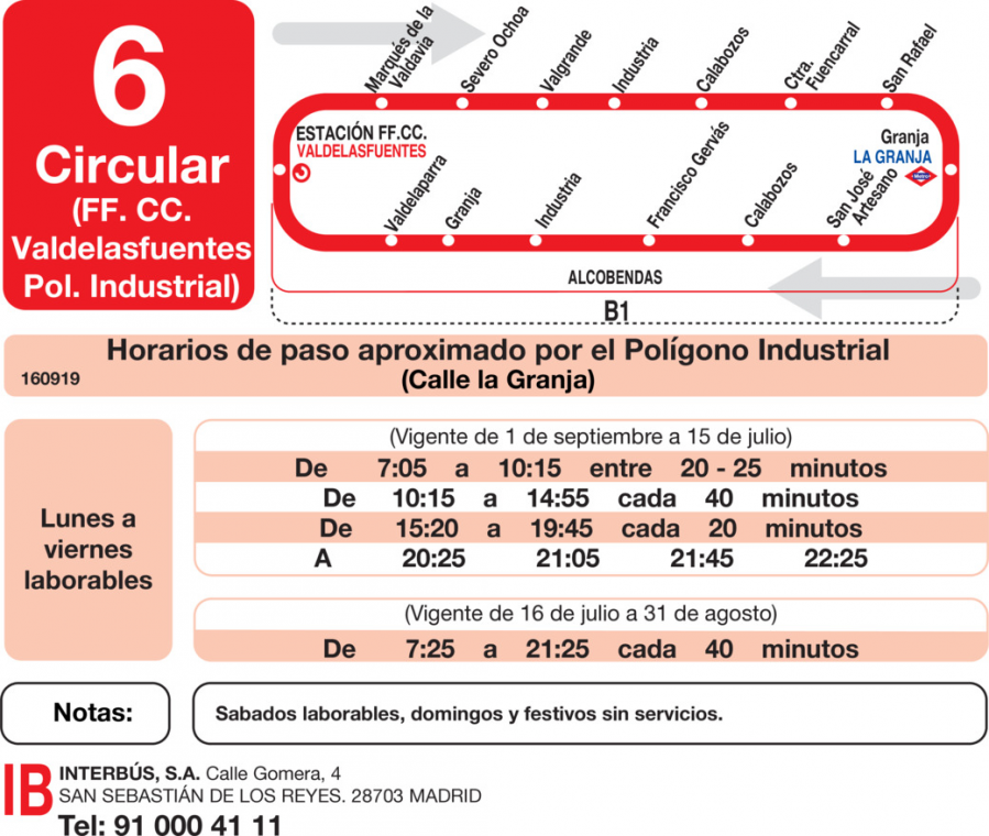 Horario de vuelta