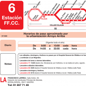 Horario de vuelta Línea L-6 Collado-Villalba Autobuses Urbanos