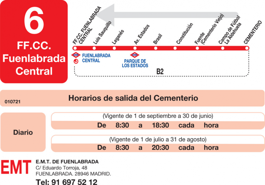 Horario de vuelta