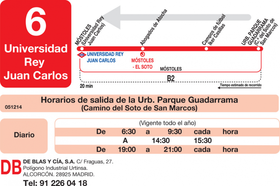 Horario de vuelta