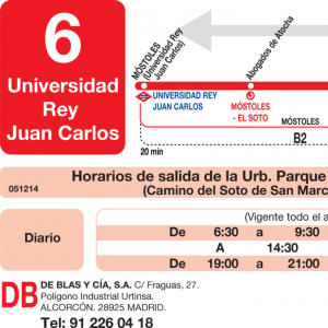 Horario de vuelta Línea L-6 Móstoles Autobuses Urbanos