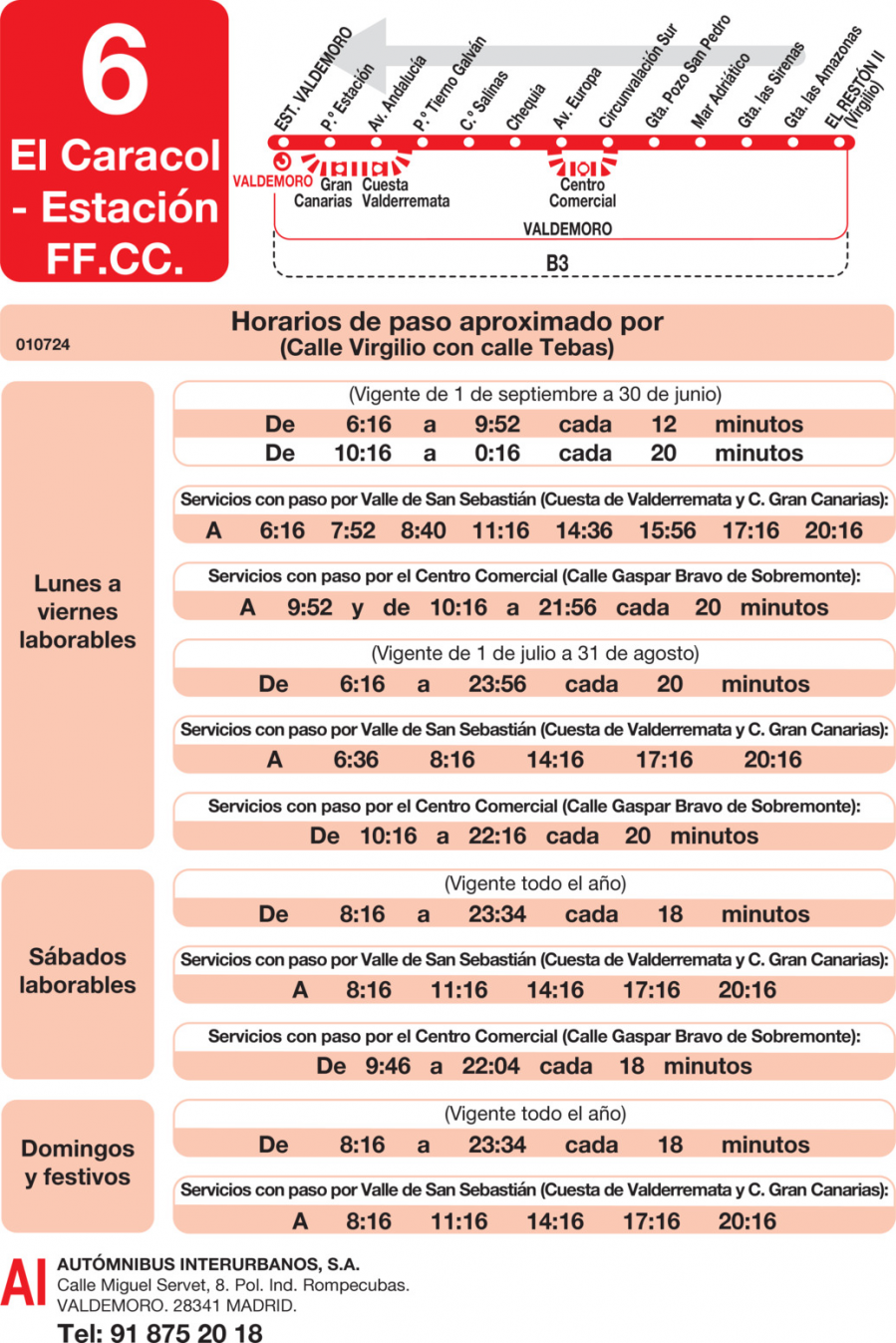 Horario de vuelta