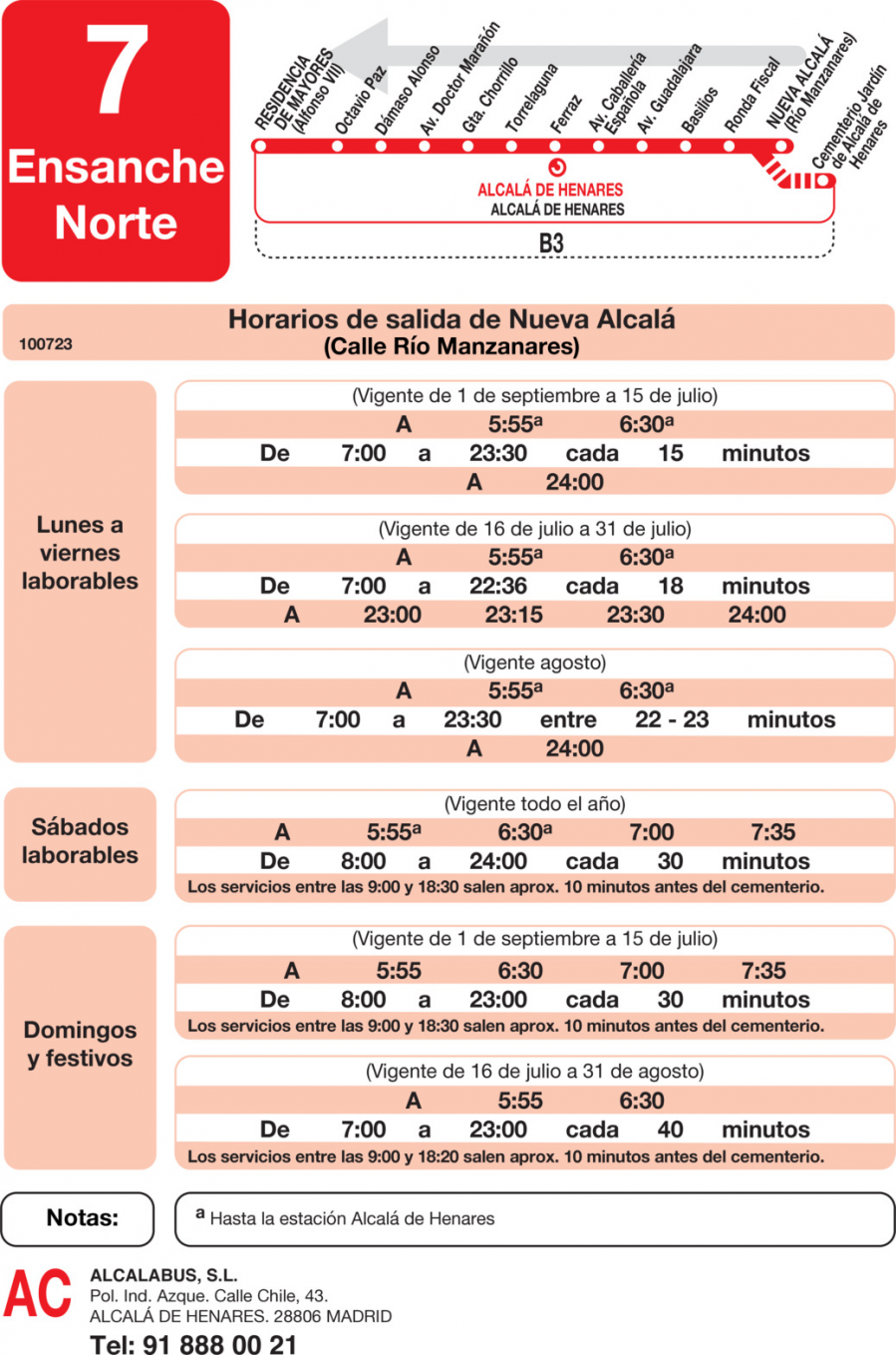 Horario de vuelta