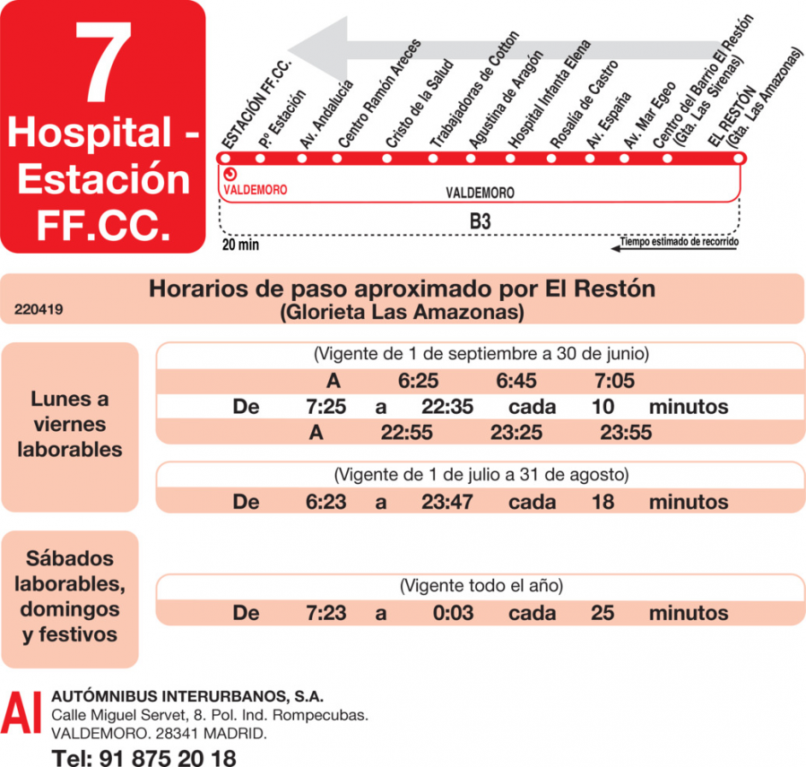 Horario de vuelta