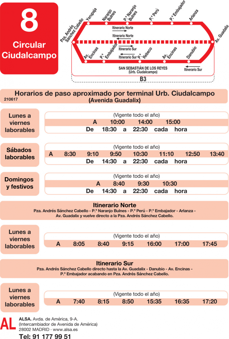 Horario de vuelta