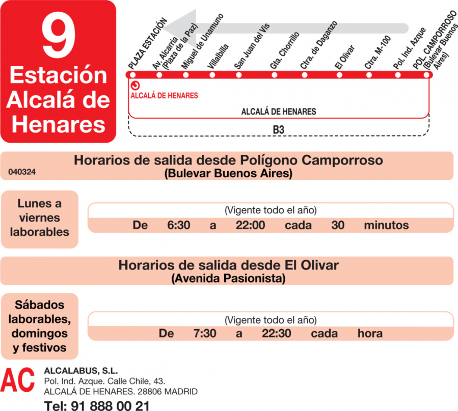 Horario de vuelta