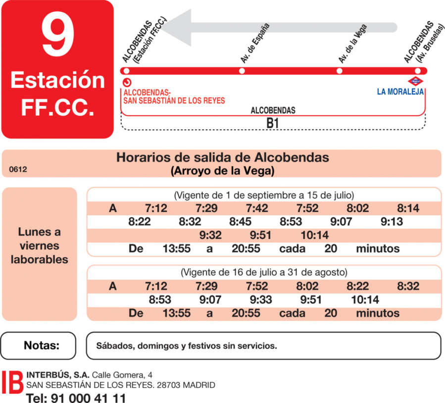 Horario de vuelta