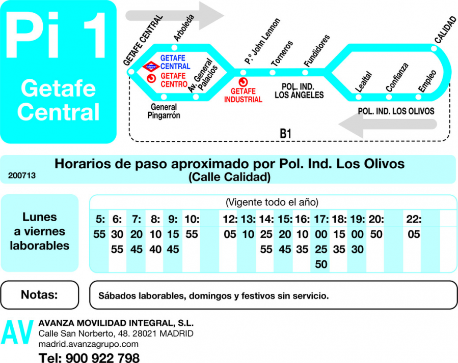 Horario de vuelta